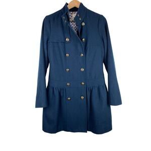Original Penguin Women's M Blue Double Breasted Wool Blend Peplum Peacoat